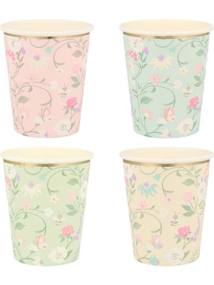 Meri Meri - Ladurée Paris Floral Cups - Ladurée Paris Çiçekli Bardaklar - 8'li