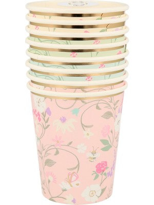 Meri Meri - Ladurée Paris Floral Cups - Ladurée Paris Çiçekli Bardaklar - 8'li