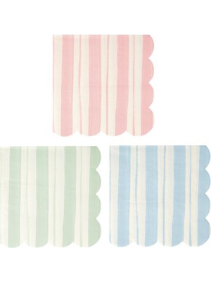 Meri Meri - Ticking Stripe Large Napkins - Kalın Çizgili Peçeteler - 16'lı