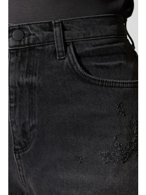 Wrangler Wrangler Regular Fit Normal Kesim Yüksek Bel Antrasit Jean Kot Şort