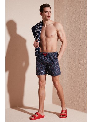 Buratti Desenli Deniz Şortu Belden Bağlamalı Cepli Mayo Short Erkek Mayo Short 380M477