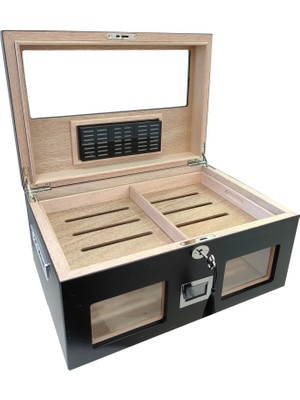 Falconetti Siyah 2 Katlı Camlı Dijital Humidor Puro Kutusu RC59SY