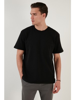 Buratti Bisiklet Yaka Tek Cepli Pamuklu Oversize T Shirt Erkek T Shirt 5902305