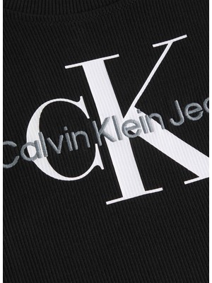 Calvin Klein Jeans Bisiklet Yaka Blok Desenli Siyah Mini Kadın Elbise J20J220754BEH