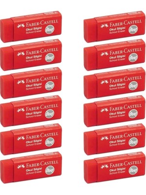 Faber-Castell Kırmızı Slgi Orta Boy 12 Adet Faber Silgi Dust Kırmızı Orta Boy Kırmızı Okul Silgisi