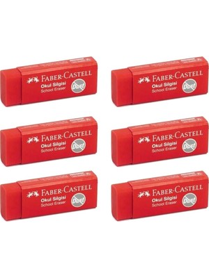 Faber-Castell Kırmızı Slgi Orta Boy 6 Adet Faber Silgi Dust Kırmızı Orta Boy Kırmızı Okul Silgisi