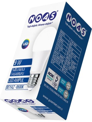 Noas 9W LED Ampul 6500K Beyaz Işık E27 Duy YL95-9001