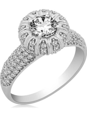 Stil Love Gümüş Tektaşlı Fantezi Bayan Yüzük