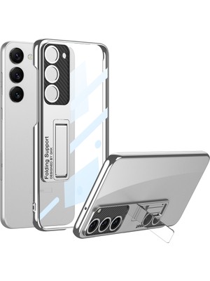 ZORE Galaxy S23 Plus Kılıf Kamera Korumalı Şeffaf Tasarımlı Zore Standlı Kılıf