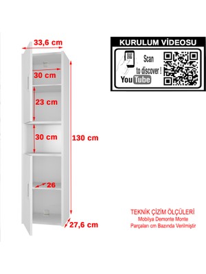 Modilayn Asma Dolap Mutfak Dolabı Banyo Dolabı Ofis Dolabı 2 Kapaklı Raflı Çok Amaçlı Dolap