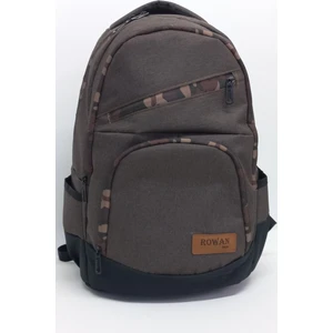Rowan Çanta Rowan Özel Desenli Fermuar Kahverengi Suya Dayanıklı Laptop Bölmeli Okul Sırt Çantasıt