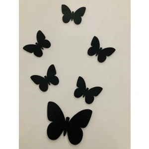 Dekoratif Ahşap 6lı Kelebek Duvar Süsü Siyah