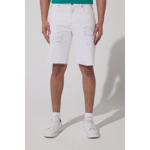 Regular Fit Normal Kesim %100 Pamuk Normal Bel Beyaz Jean Kot Şort