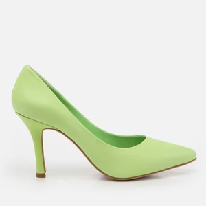 01AYH263900A810 Hakiki Deri Fıstık Yeşili Kadın Stiletto