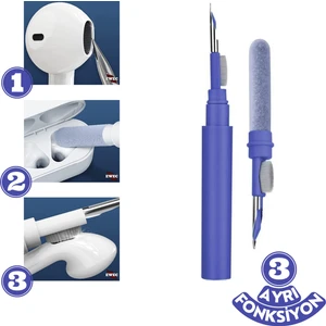 Bluetooth ve Kablosuz Kulaklık Temizleme Kalemi Aparatı, 3'ü 1 Arada Airpods Temizleme Kalemi Kiti