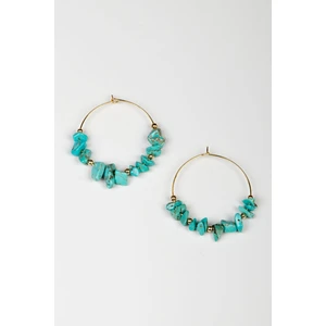 Lila Rosa Otantik Doğal Taşlı Halka Küpe