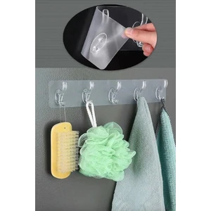 Combo 6'lı Kendinden Yapışkanlı Güçlü Şeffaf Askılık - Kapı Arkası Mutfak Duvar Banyo Askısı