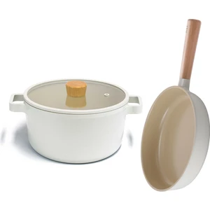 Fika 26 cm Derin Tencere & 26 cm Tava Seti Bej
