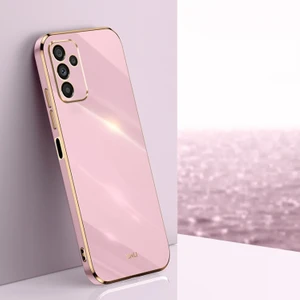 Samsung Galaxy A34 Kılıf Parlak Kenarlı Altın Işlemeli Kamera Korumalı Bark Kapak
