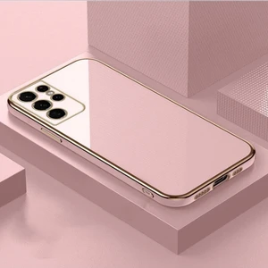 Samsung Galaxy S23 Ultra Kılıf Parlak Kenarlı Altın Işlemeli Kamera Korumalı Bark Kapak