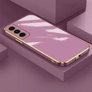 Samsung Galaxy S23 Kılıf Parlak Kenarlı Altın Işlemeli Kamera Korumalı Bark Kapak