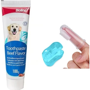 Biftekli Aromalı Kedi ve Köpek Diş Macunu 100 gr + Parmak Diş Fırçası