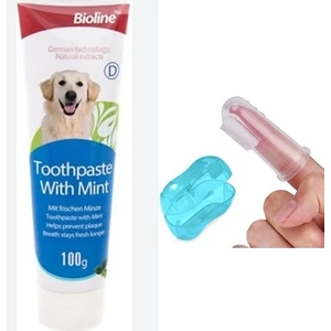 Nane Aromalı Kedi ve Köpek Diş Macunu 100 gr + Parmak Diş Fırçası