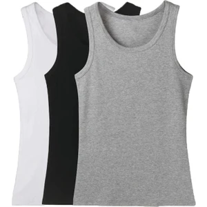 6'lı Paket Erkek Ribana Atlet (2 Beyaz- 2 Siyah- 2 Gri)