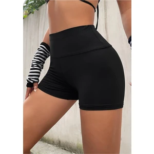 Kadın Siyah Yüksek Bel Spor Kısa Şort Tayt 4096