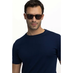 Erkek Bisiklet Yaka Slim Fit Pamuklu Örme Triko Tişört