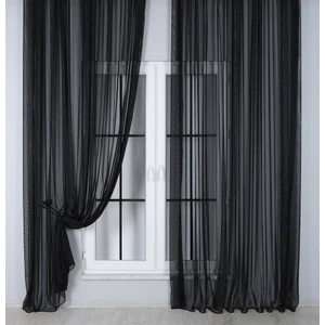 Murcia Dökümlü Tül Perde Pilesiz Siyah