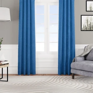 Kadife Dokulu Fon Perde Pilesiz Tek Kanat Acık Mavi