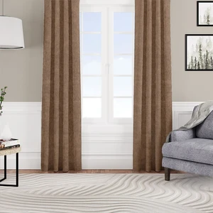 Fon Perde Özel Ölçüye Uygun Kadifemsi Pilesiz Bohem Salon Otel Oturma Çocuk Odası Tek Kanat Camel