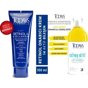 Todays Clinicals Onarıcı Krem - Retinol 100 ml + Güneş Sütü 50+ Spf Yüksek Koruma Leke Karşıtı 100 ml