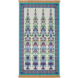 Bursa İpek Su Yeşil Kadife Halı Seccade