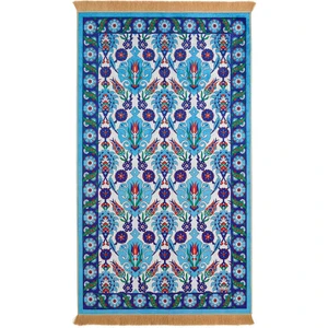 Bursa İpek Turkuaz Kadife Halı Seccade