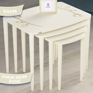 Concept Katre Serisi Mdf 4 Lü  Gül Desenli  Zigon Sehpa Takımı
