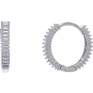 18 mm Halka Baget Taşlı 925 Ayar Gümüş Kadın Küpe