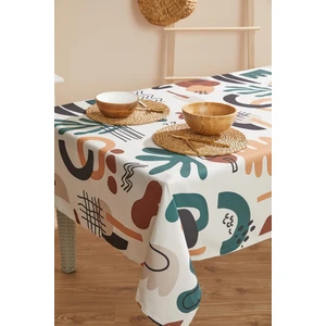 Ays Home Krem Rengi Bohem Tarzı Soyut Desen Leke Tutmaz Masa Örtüsü