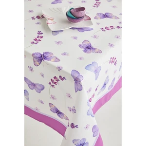 Ays Home Lila Kelebek Desen  Kumaş Yemek Masası  Örtüsü