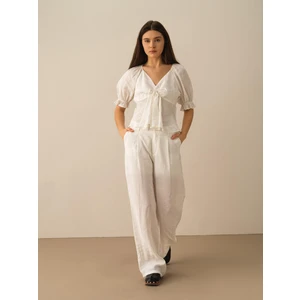 Kadın Beyaz Oversize Modal Pantolon