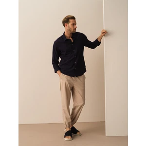 Erkek Lacivert Regular Fit Pamuklu Basic Gömlek