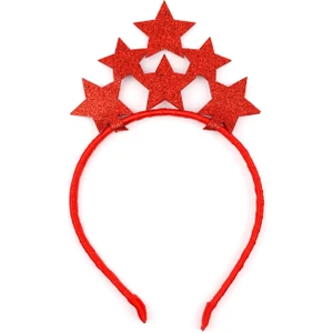 Le Mabelle Kırmızı  Sıralı Yıldız Simli Kız Çocuk Taç