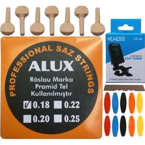 0.18 Pramid Kısa Sap Bağlama Teli Akort Cihazı + Akgürgen Burgu + Tezene + Eşik 5'li Set
