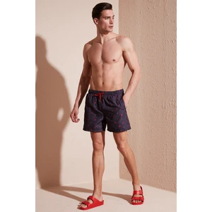 Desenli Deniz Şortu Belden Bağlamalı Cepli Mayo Short Erkek Mayo Short 380M427
