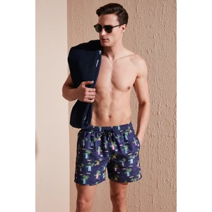 Desenli Deniz Şortu Belden Bağlamalı Cepli Mayo Short Erkek Mayo Short 380041