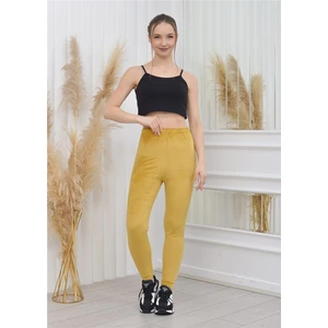 Yeni Sezon Fitilli Kadife Tayt Hardal Rengi