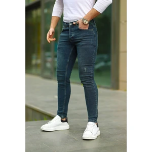 Erkek Yeşil Lazerli Skinny Fit Jean Pantolon