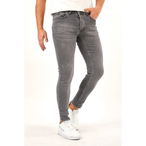 Erkek Füme Lazerli Skinny Fit Jean Pantolon