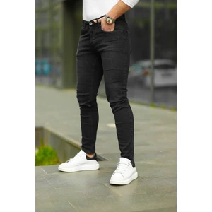 Erkek Antrasit Lazerli Skinny Fit Jean Pantolon